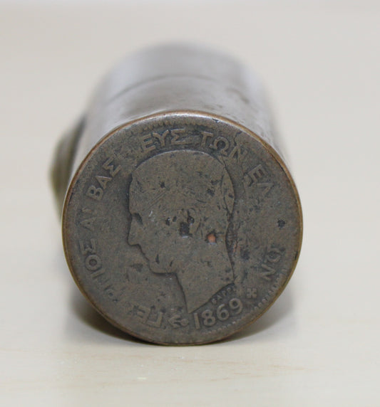 Antique Trench art lighter with coins for ends