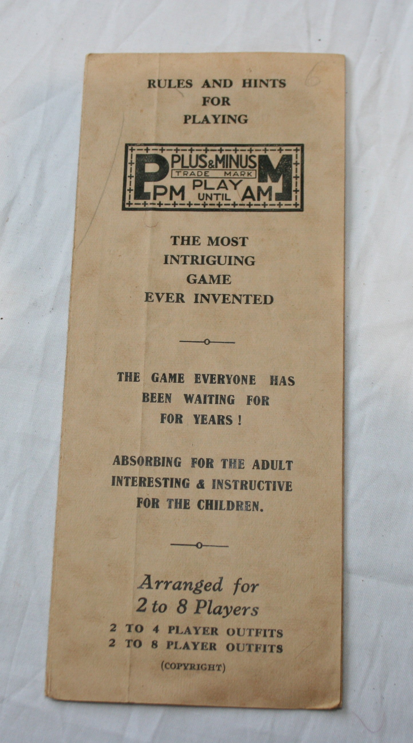 1930s Plus Minus game
