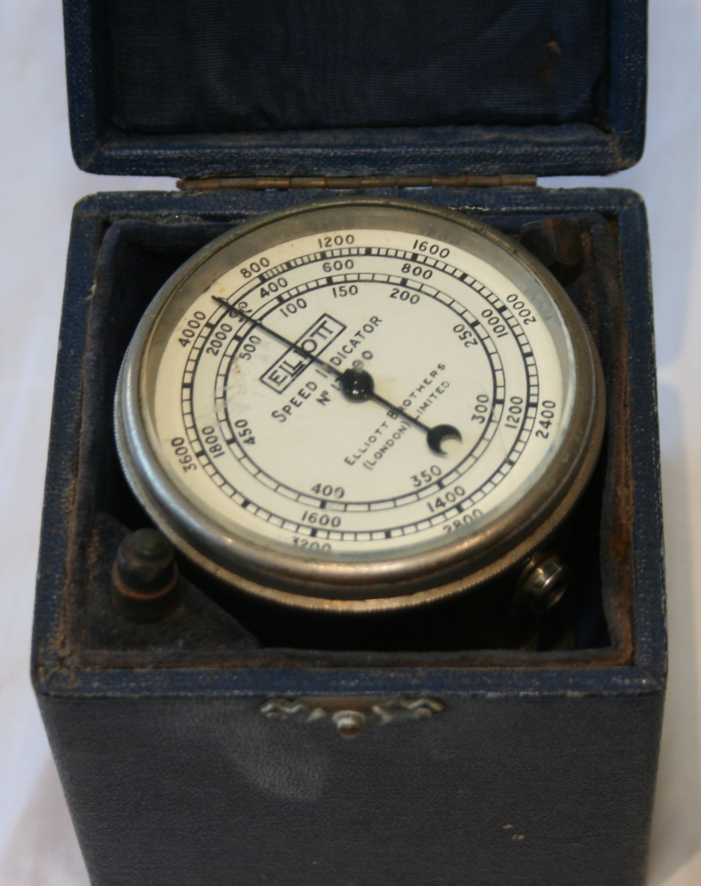 Vintage cased Elliott Brothers speed indicator