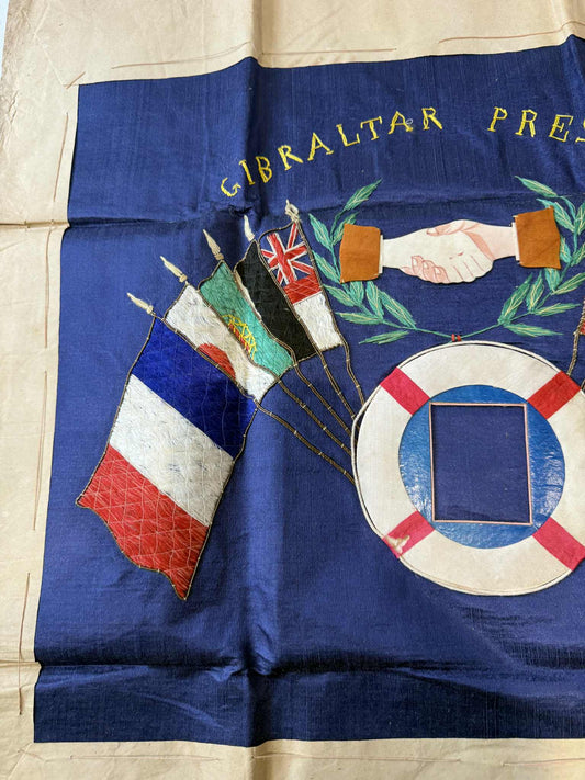 2 x WW1 era embroidered silk sweetheart wall hangings