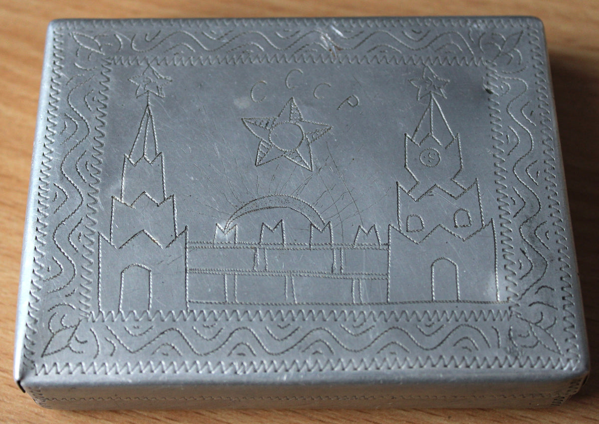 Russian POW aluminium box trench art from Stalag IVB