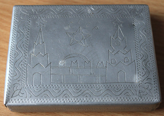 Russian POW aluminium box trench art from Stalag IVB