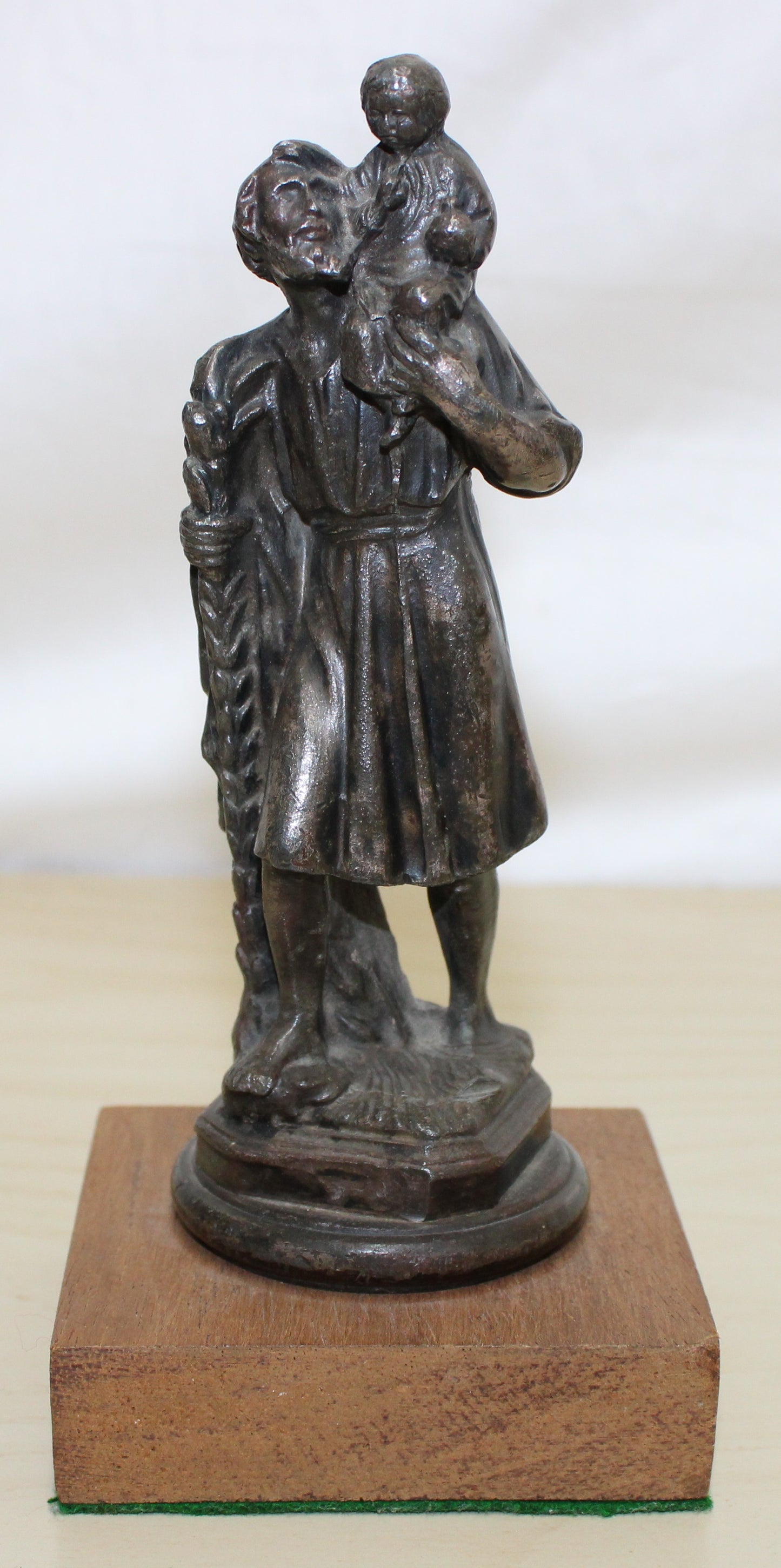 Vintage St Christopher metal car mascot