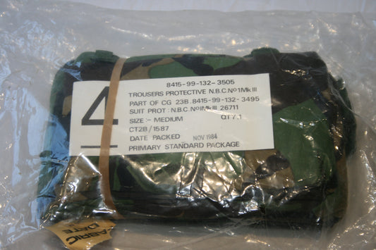 Vintage 1980s Two-Piece Military Camo NBC Protective Smock and Trousers - Size Medium