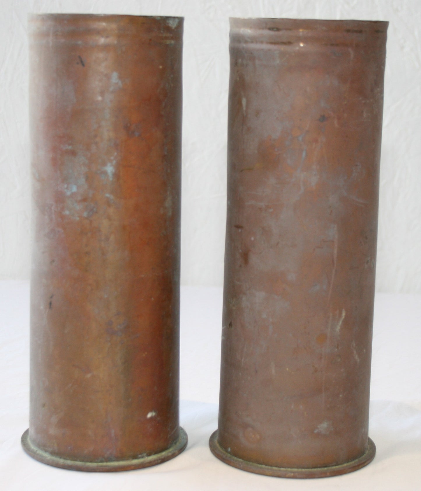 Pair of WWI shells decorated with poppies