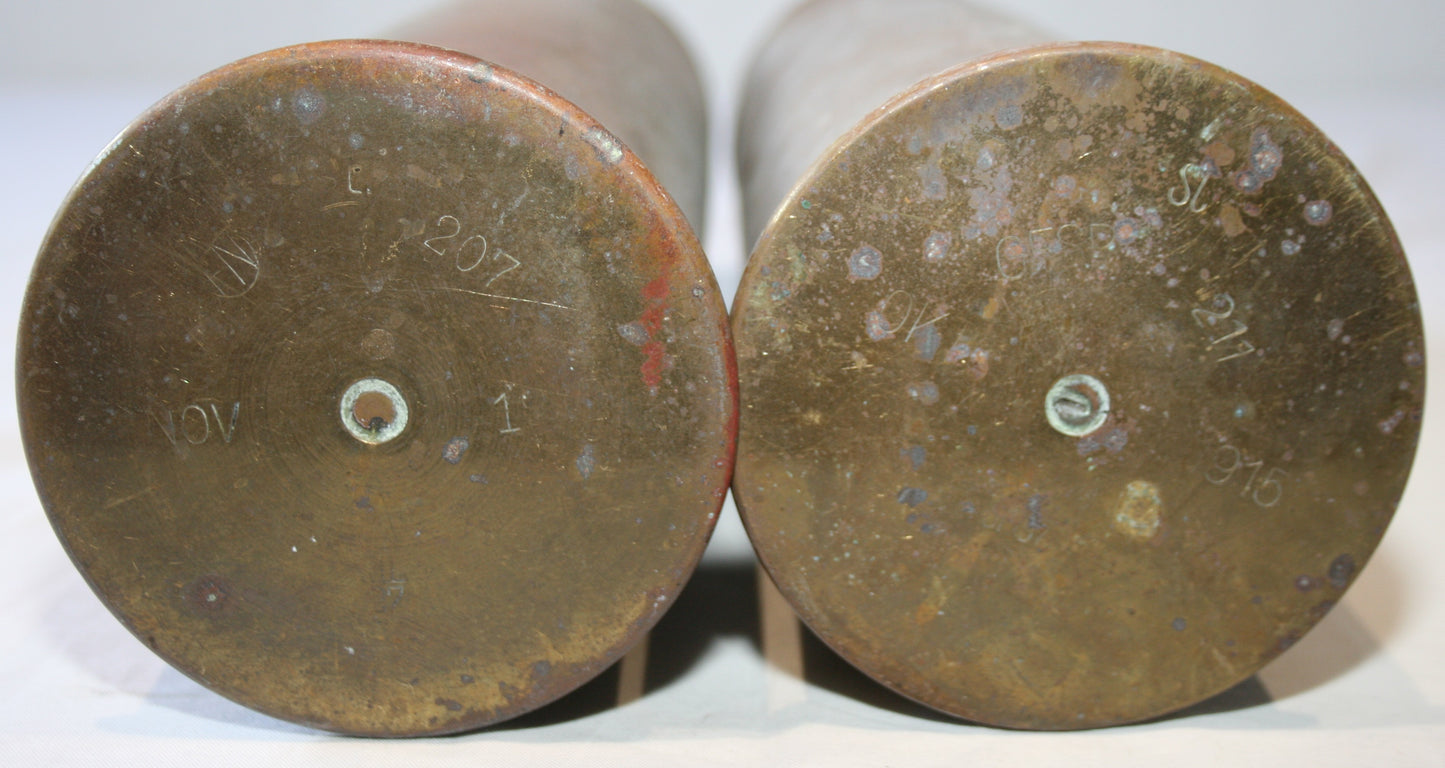 Pair of WWI shells decorated with poppies