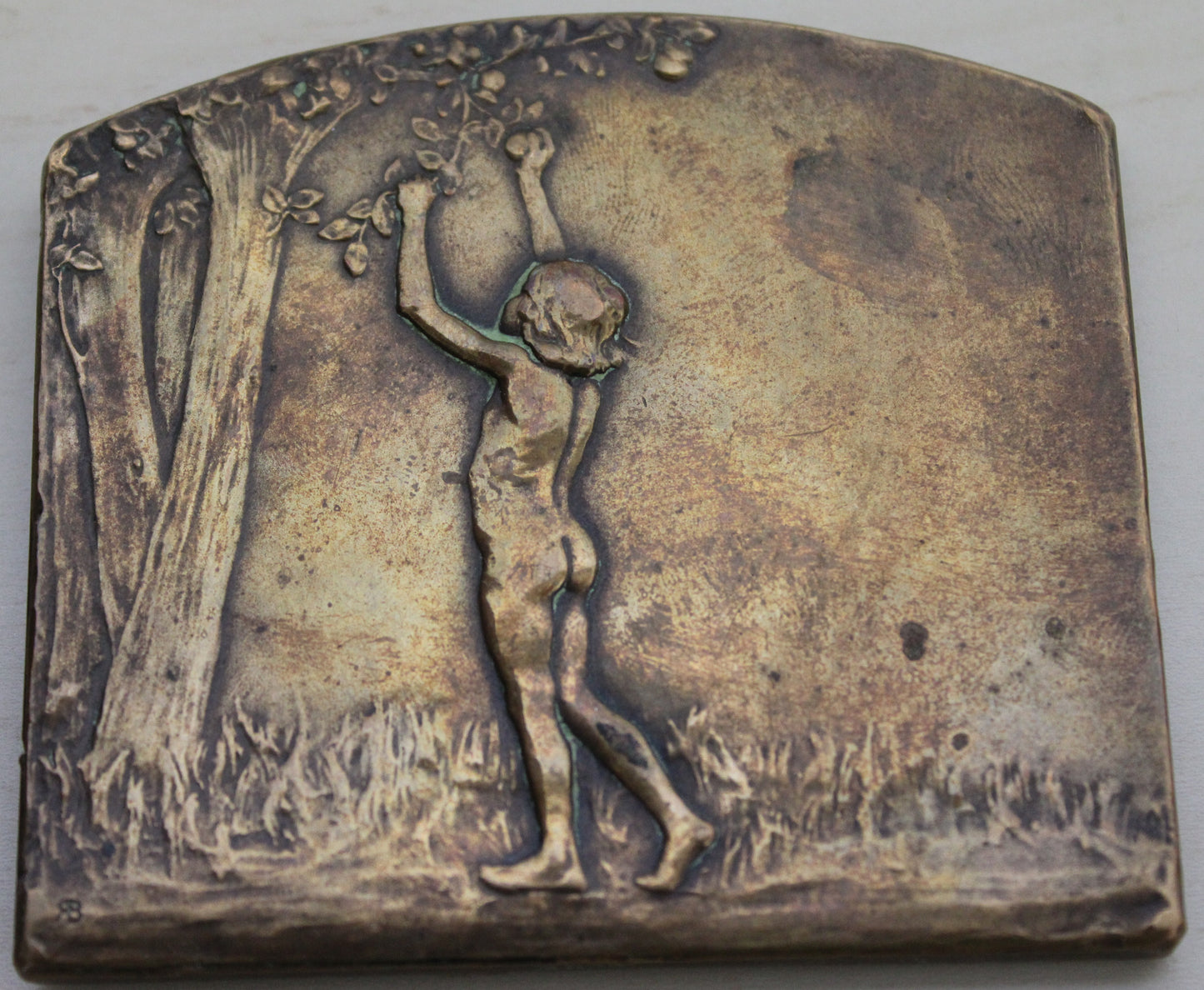 Rene Boudichon bronze plaque / medal 'Age and Youth' (Noces d'argent) circa 1904