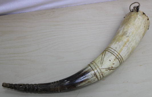 Vintage large horn powder flask