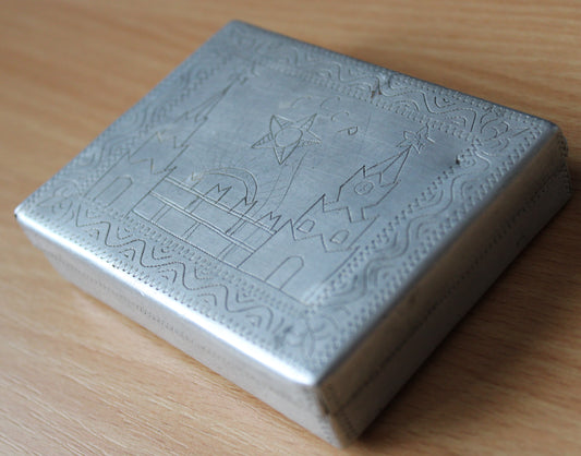 Russian POW aluminium box trench art from Stalag IVB