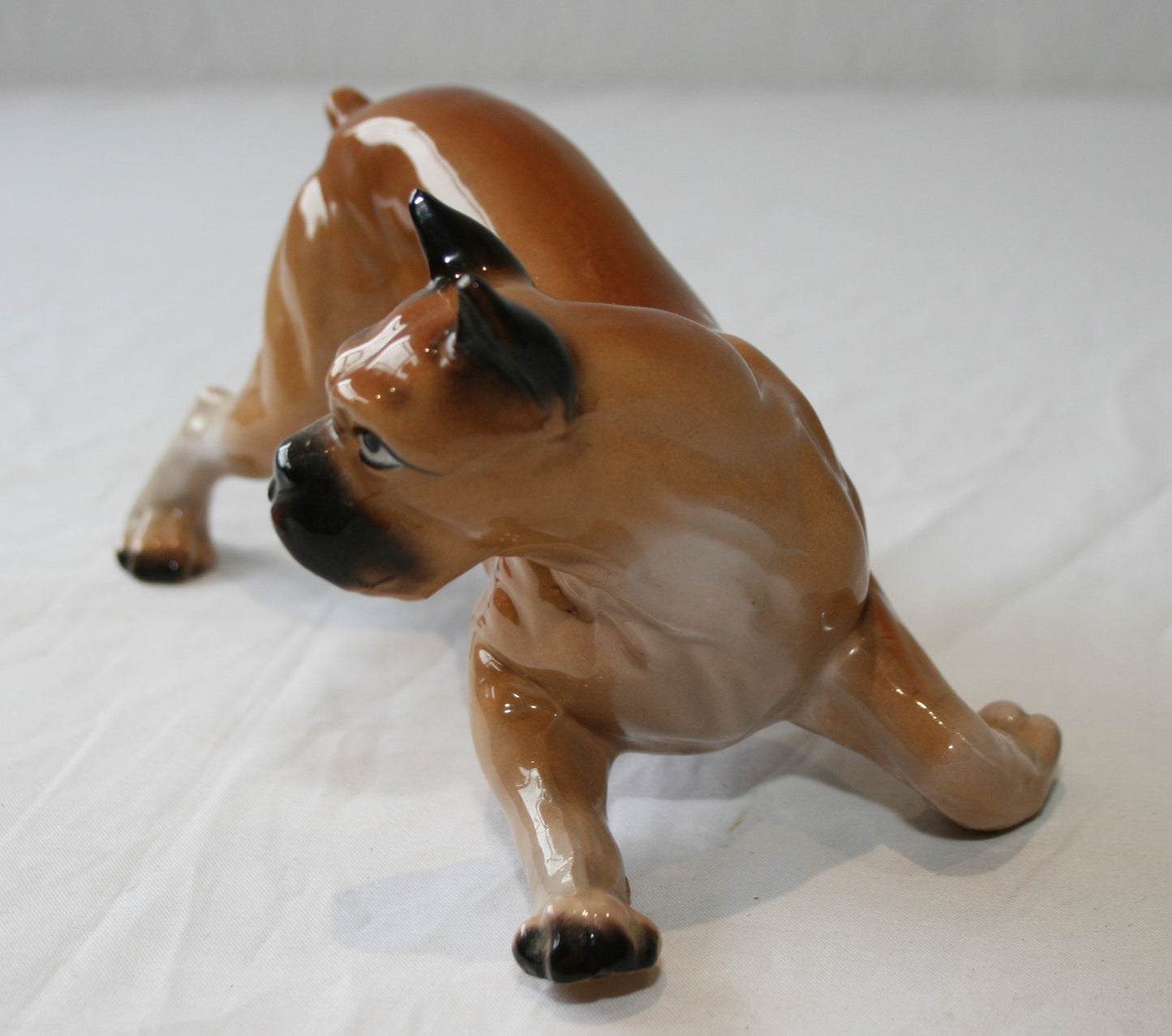 Vintage Japanese ceramic Boxer dog figure