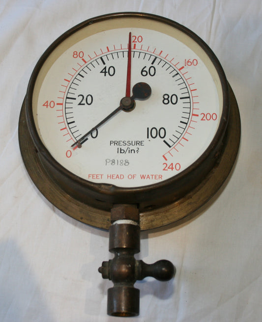 Vintage brass pressure gauge