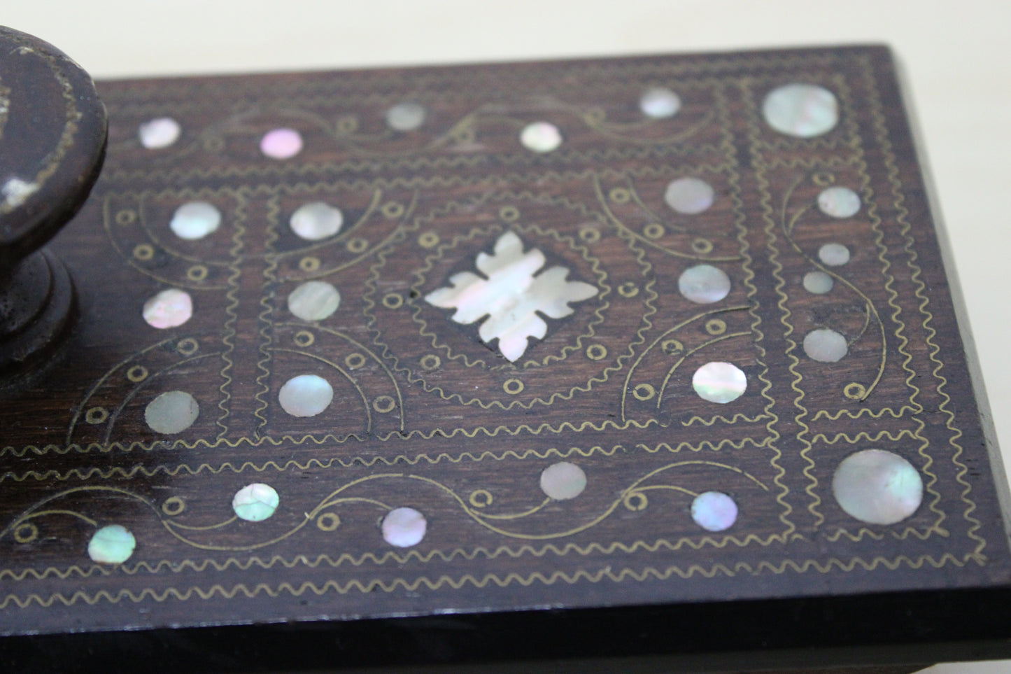 Ink blotter inlaid brass and mother of pearl