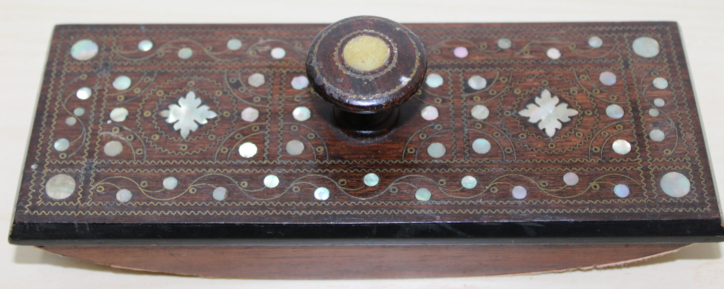 Ink blotter inlaid brass and mother of pearl