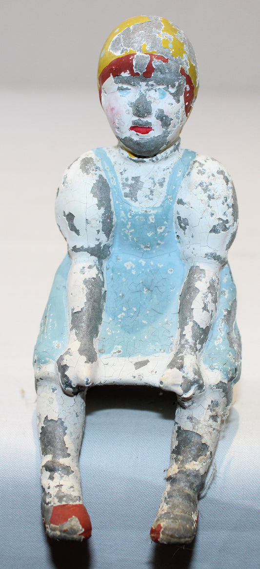Antique lead figure of milk maid - approx 11 cm high