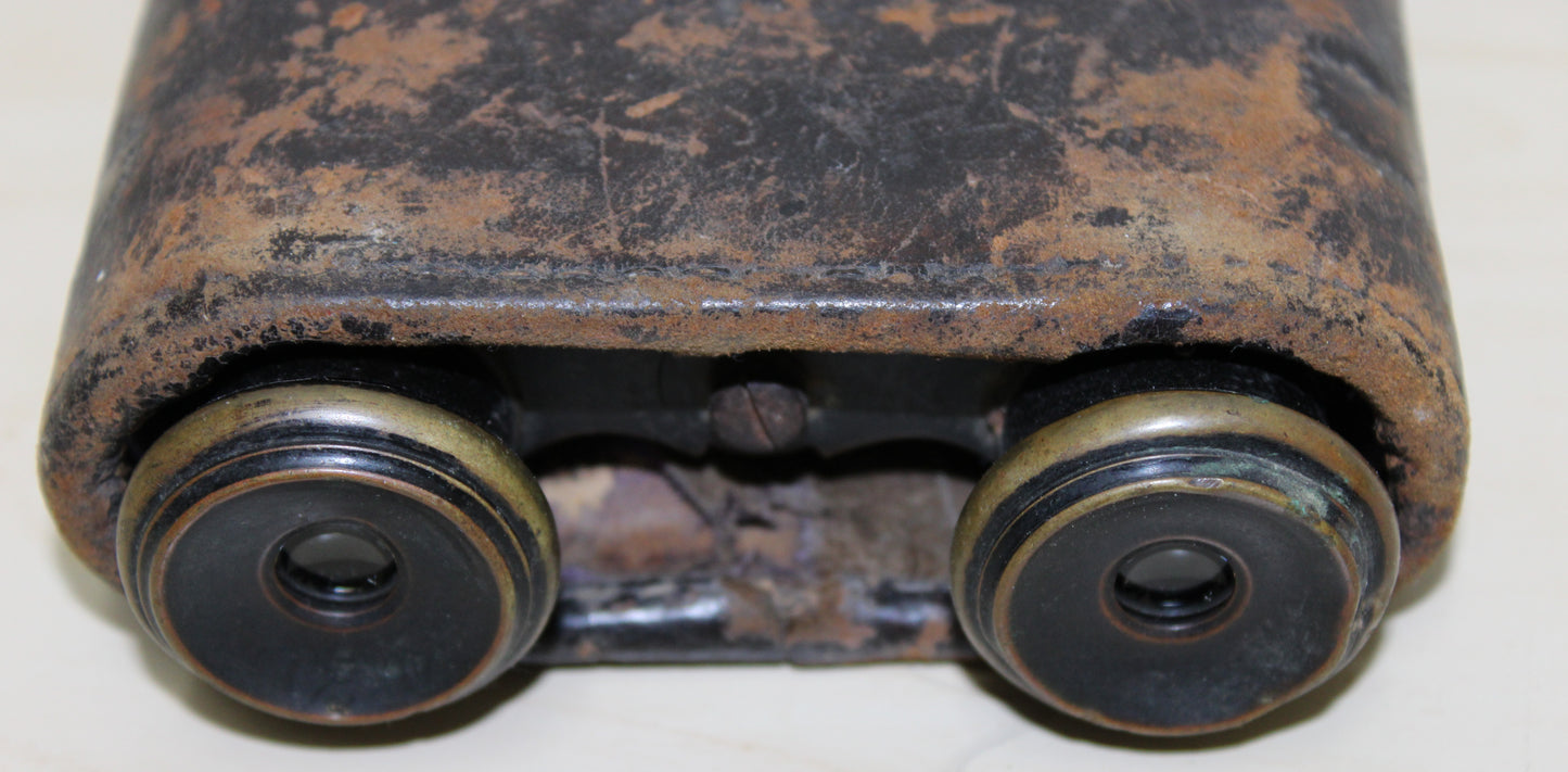 Antique Long John binoculars - possibly naval - and case