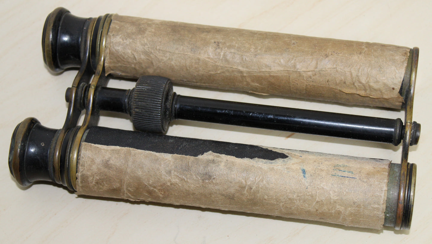 Antique Long John binoculars - possibly naval - and case