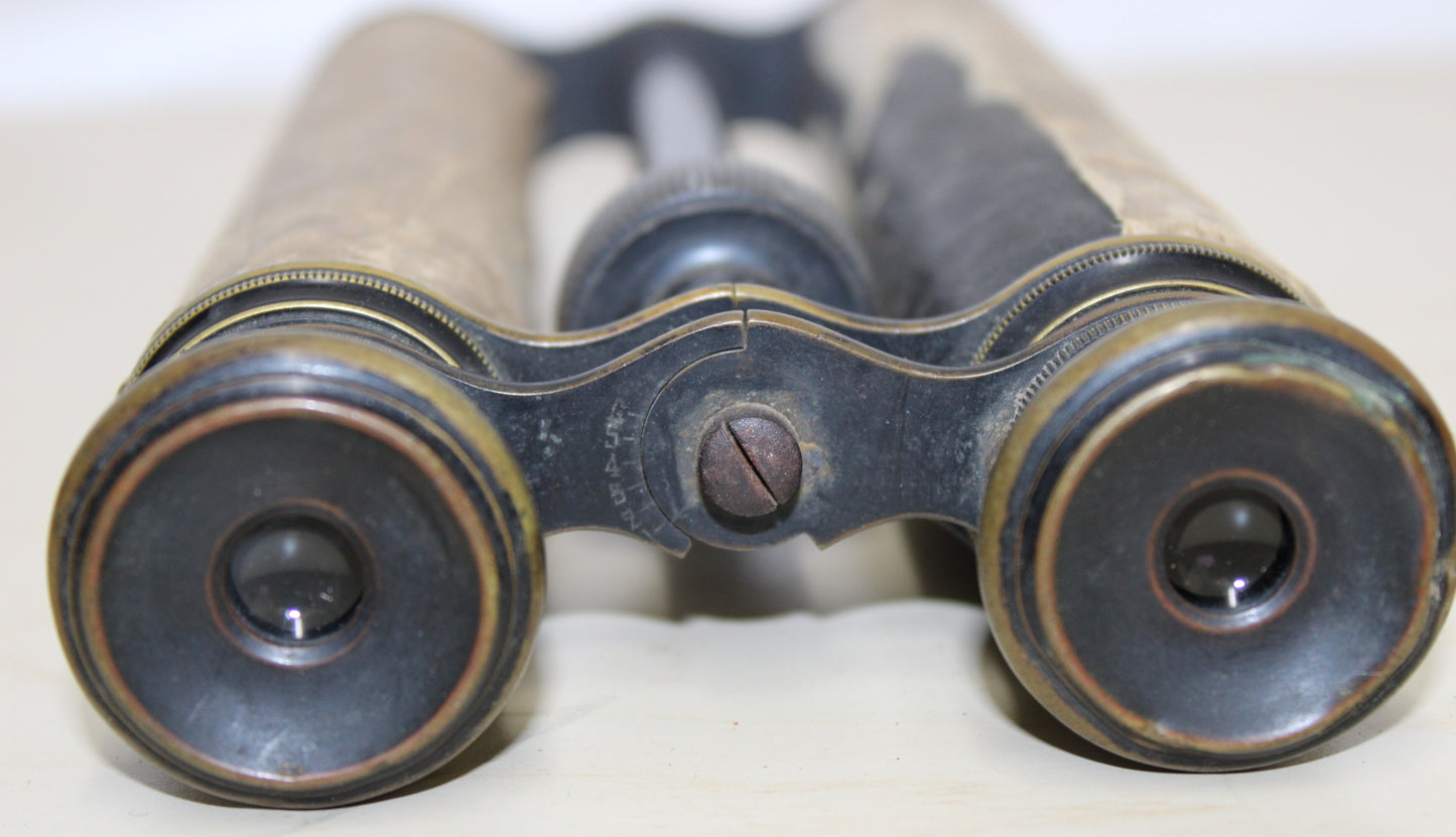 Antique Long John binoculars - possibly naval - and case
