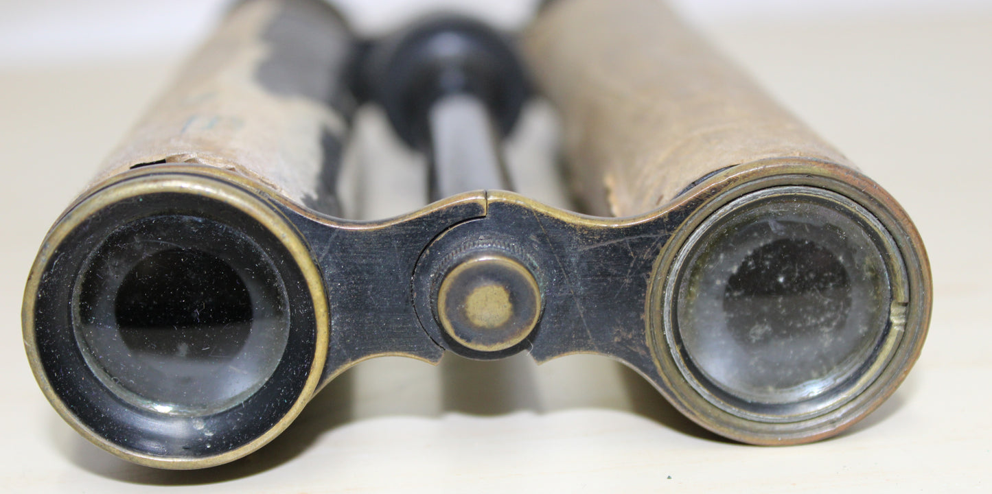 Antique Long John binoculars - possibly naval - and case