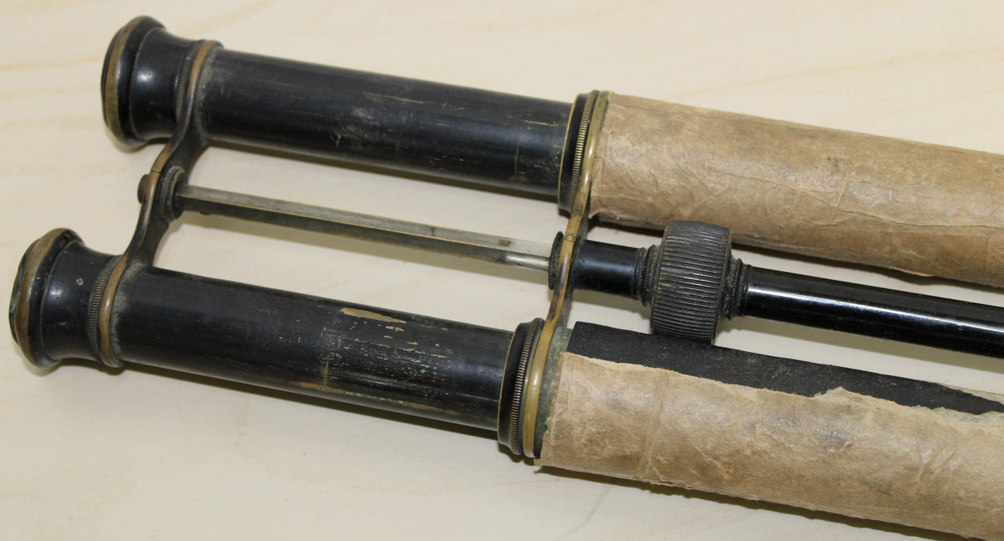 Antique Long John binoculars - possibly naval - and case