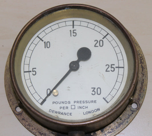 Vintage brass Dewrance London pressure gauge