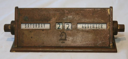Vintage heavy brass perpetual desk calendar
