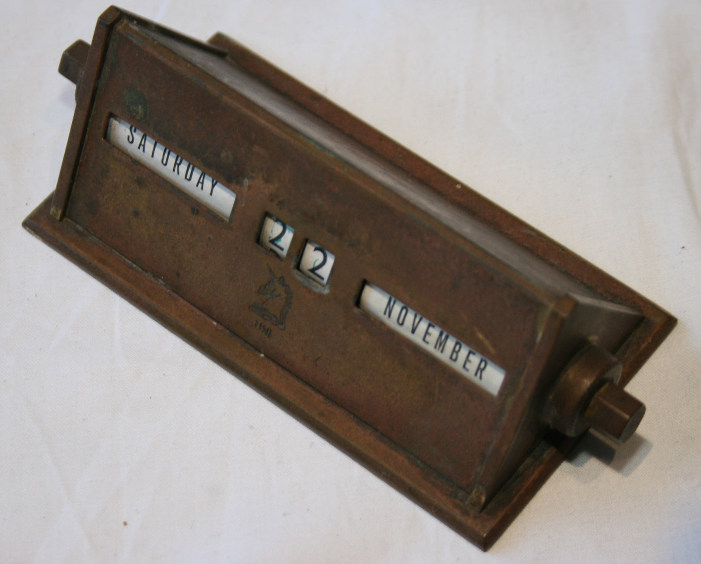 Vintage heavy brass perpetual desk calendar