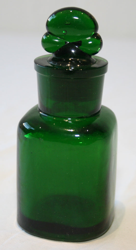Victorian green glass smelling salts bottle