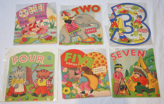 6 x vintage Mia Cards birthday cards