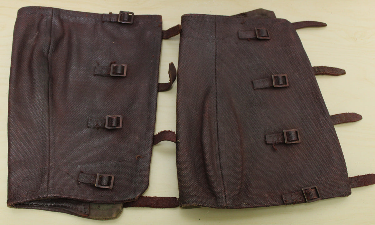 1945 dated canvas and leather gaitors / anklets
