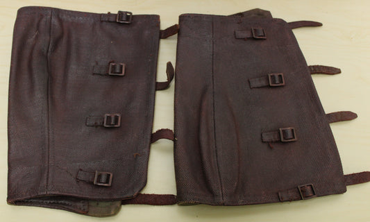 1945 dated canvas and leather gaitors / anklets