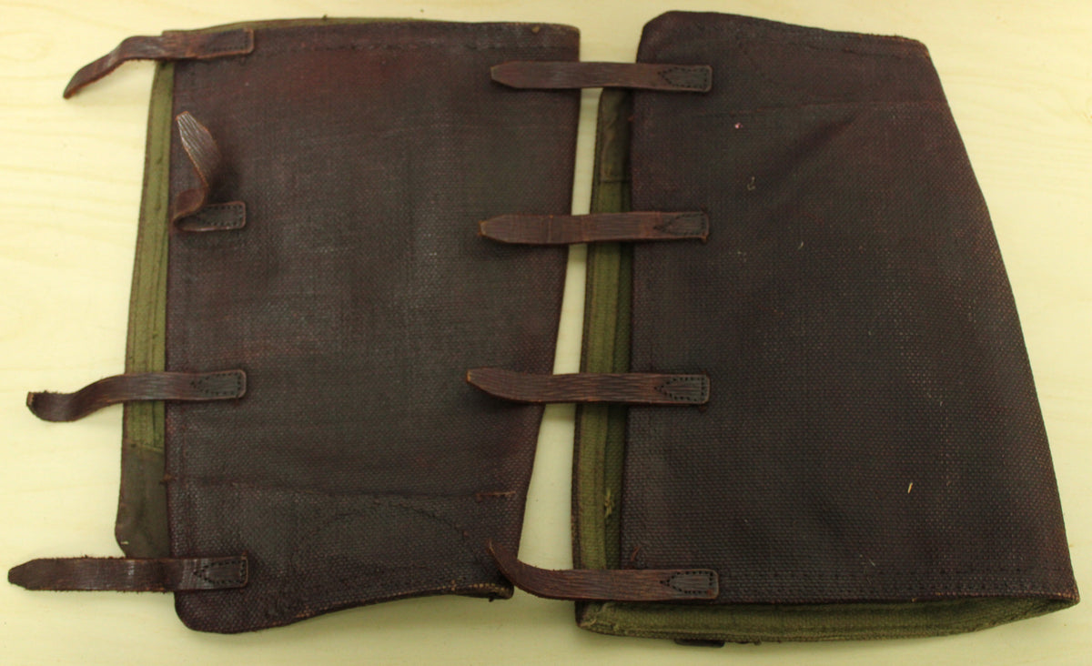 1945 dated canvas and leather gaitors / anklets