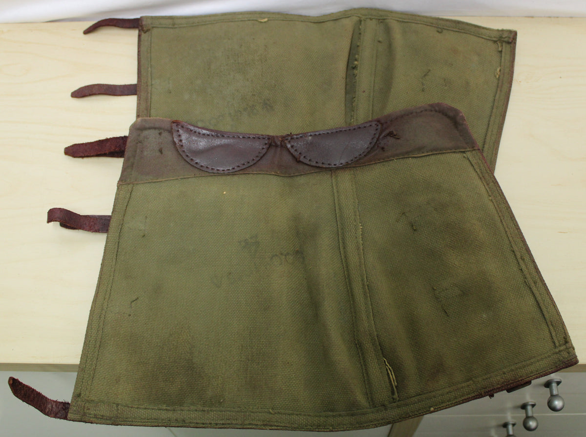 1945 dated canvas and leather gaitors / anklets