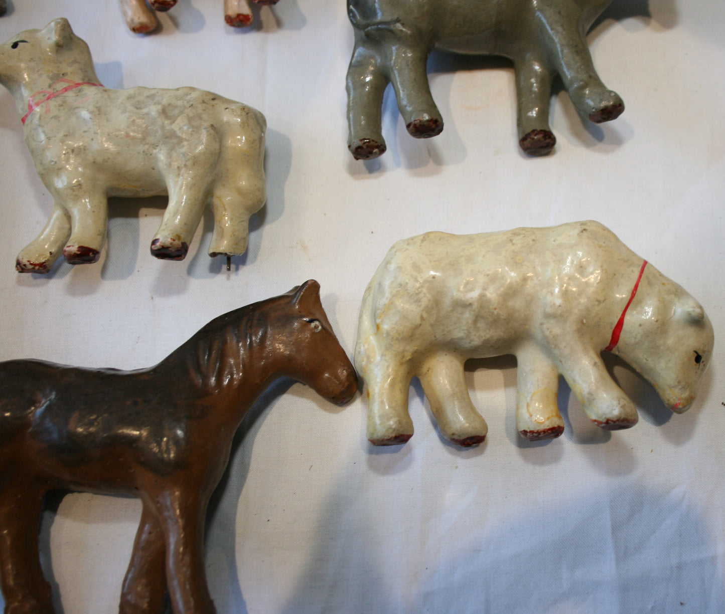Collection of old French toy animals and farmer