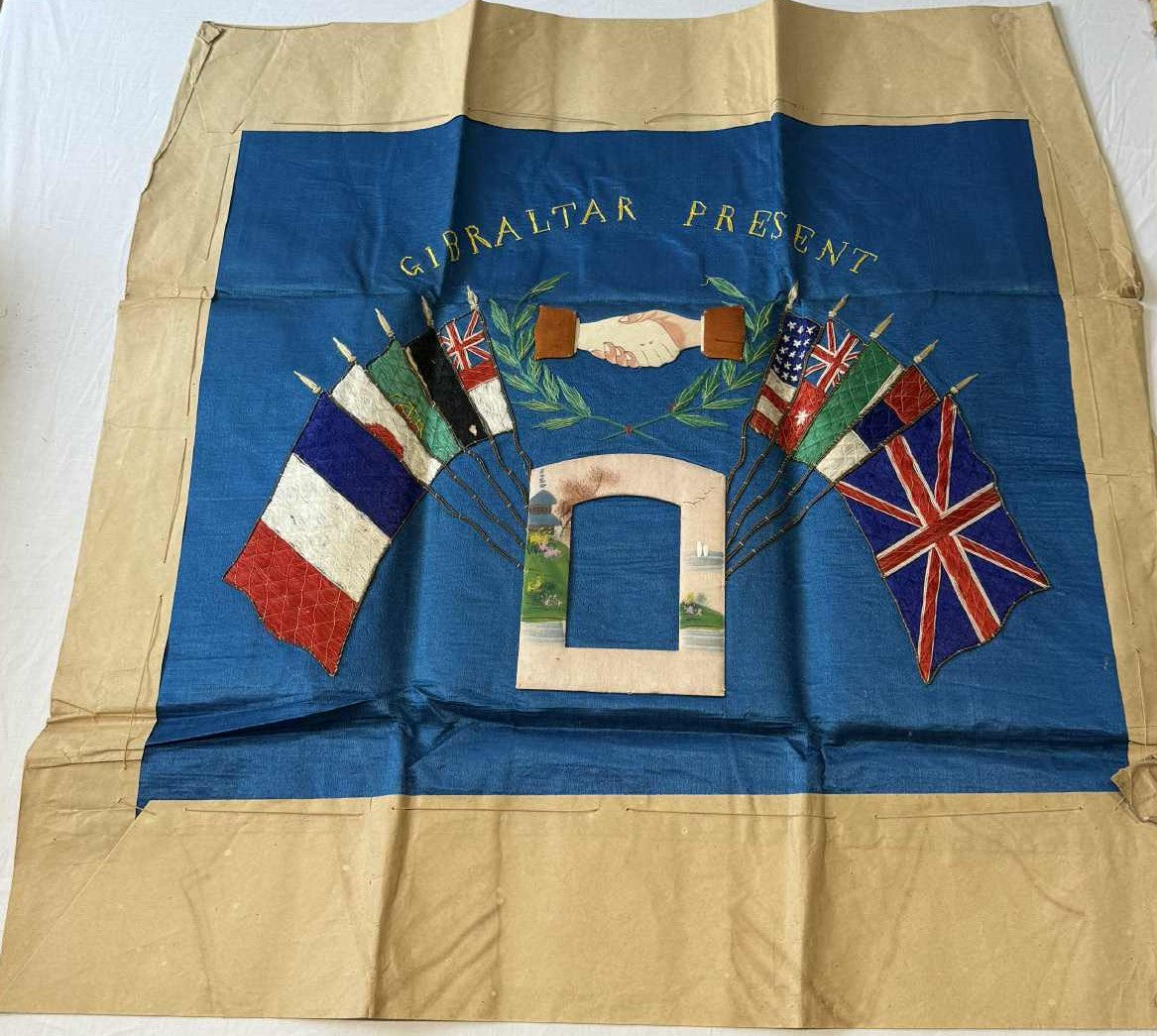 2 x WW1 era embroidered silk sweetheart wall hangings