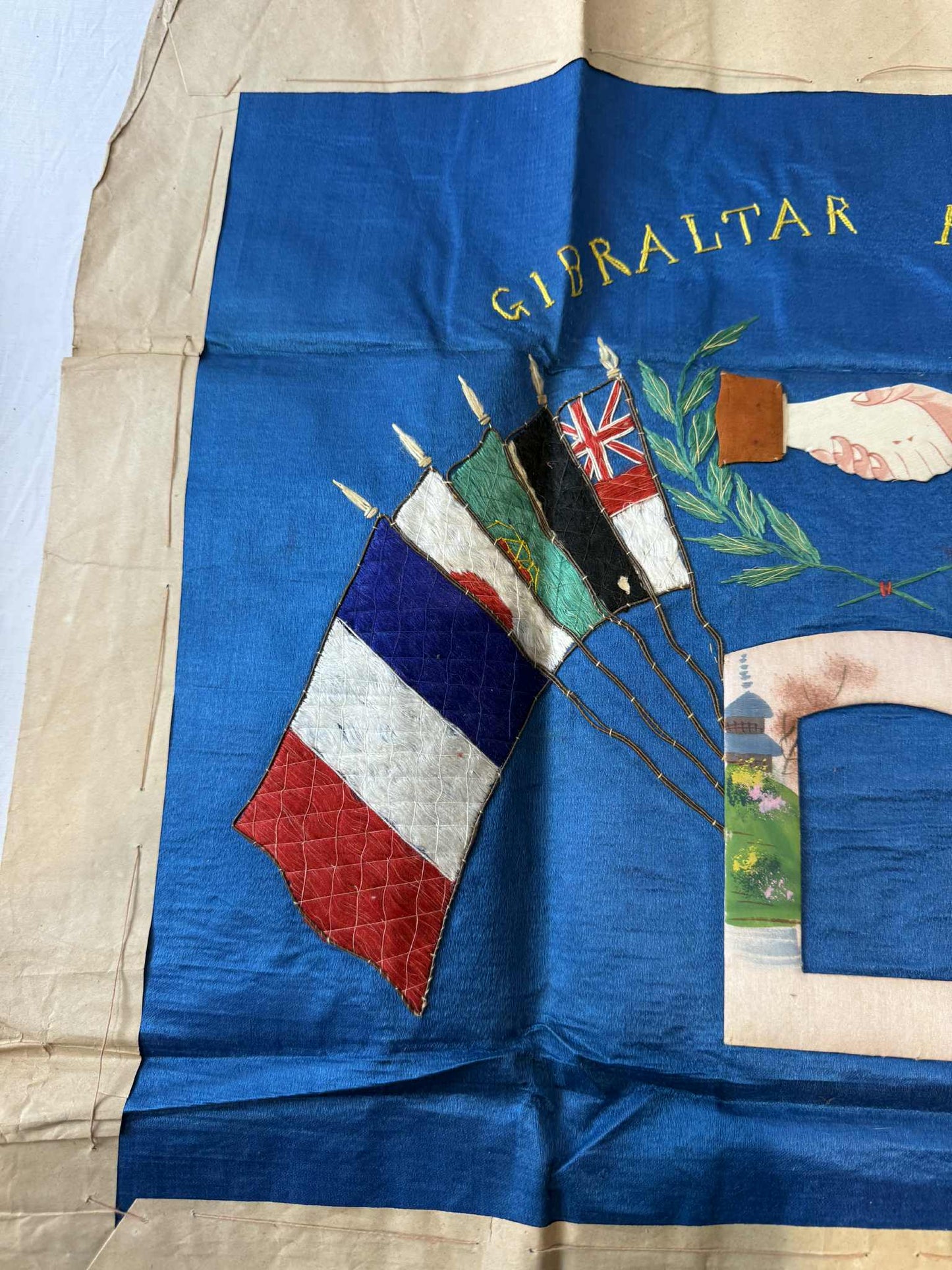 2 x WW1 era embroidered silk sweetheart wall hangings