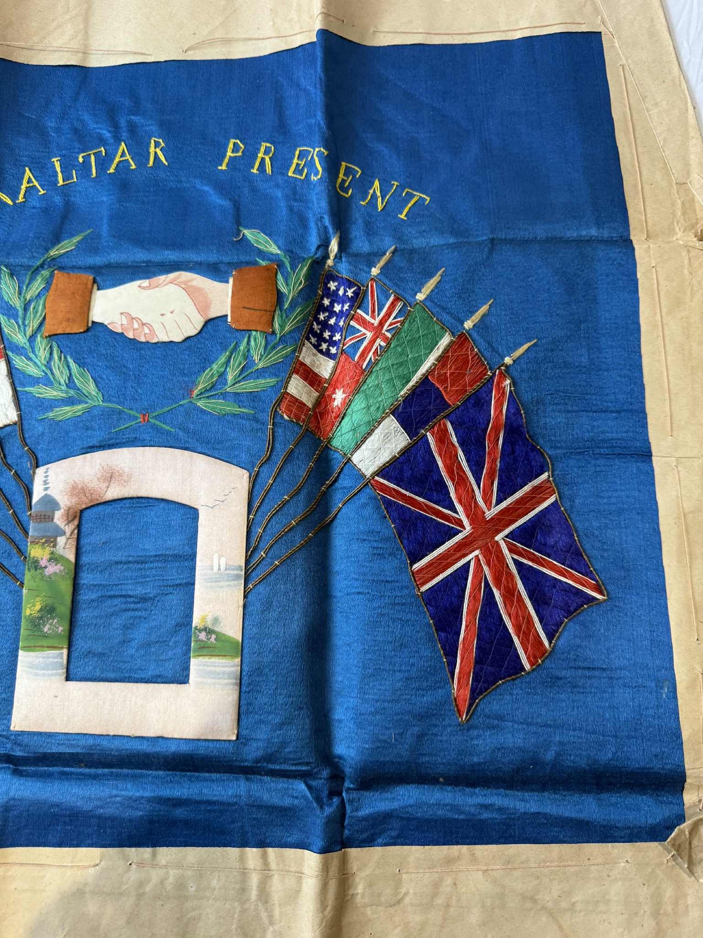 2 x WW1 era embroidered silk sweetheart wall hangings